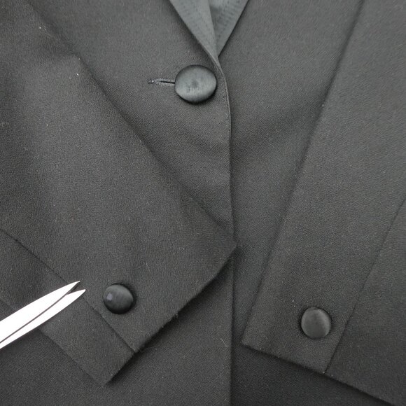 Vintage Tuxedo Blazer Black Suitsme Liquid Satin Lapel Flaps Buttons USA 6 Small - Picture 7 of 7